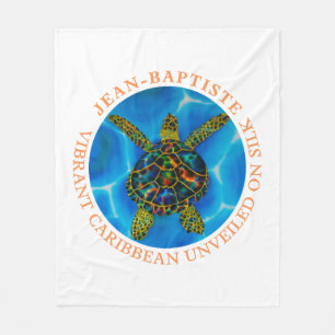 Caribbean unveiled on silk. - rainbow Sea Turtle  Fleece Blanket