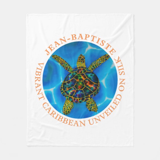 Caribbean unveiled on silk. - rainbow Sea Turtle  Fleece Blanket (Front)