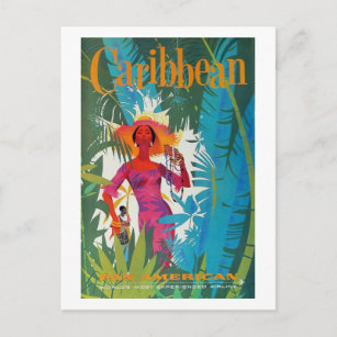 Caribbean Vintage Travel Poster Postcard