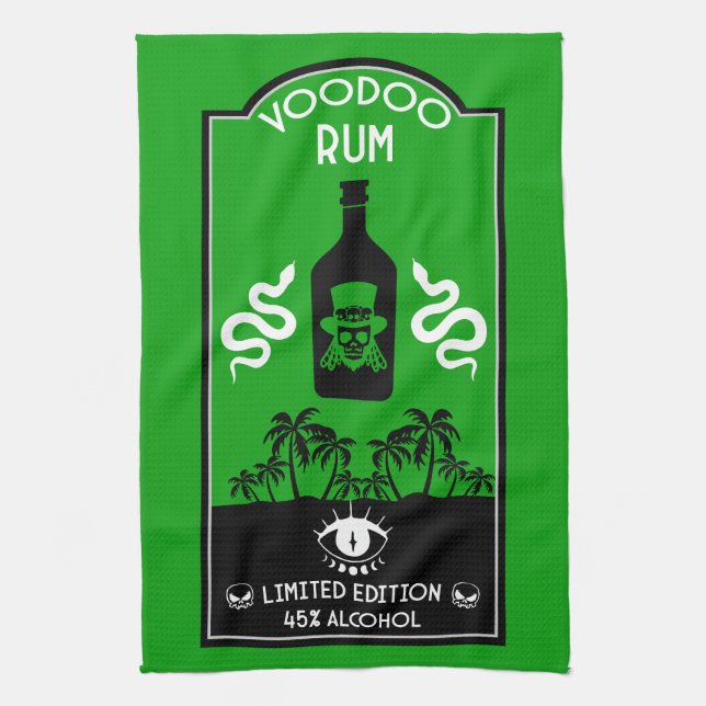 Caribbean Voodoo Rum Tea Towel (Vertical)