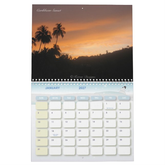 Caribbean Wall Calendar (Jan 2027)