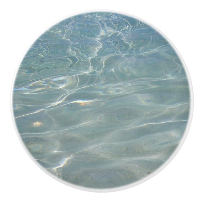 Caribbean Water Abstract Blue Nature Ceramic Knob (Front)