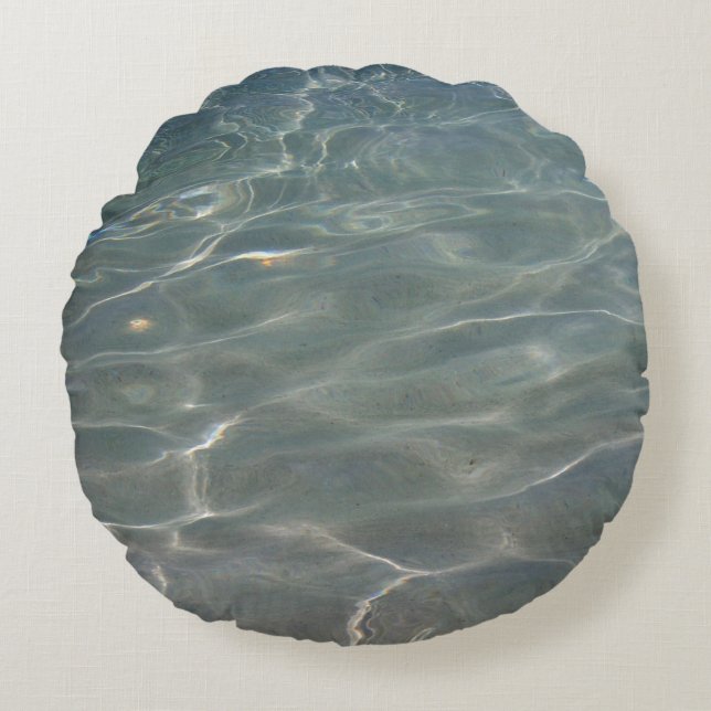Caribbean Water Abstract Blue Nature Round Cushion (Front)
