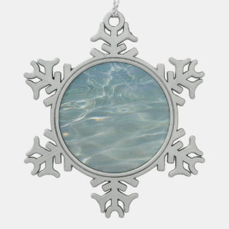 Caribbean Water Abstract Blue Nature Snowflake Pewter Christmas Ornament