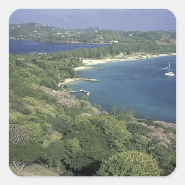 Caribbean, West Indies, St. Lucia. View of Square Sticker (Front)