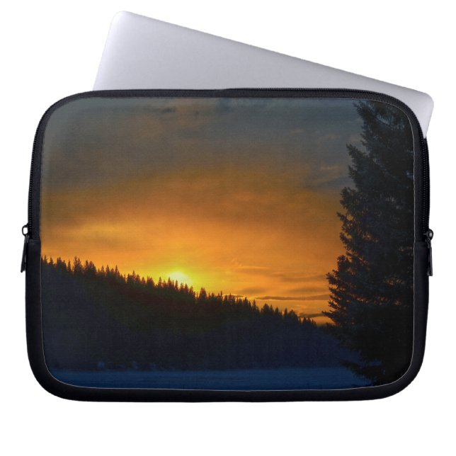 Cariboo Nature Landscape Lake Sunset Laptop Sleeve (Front)