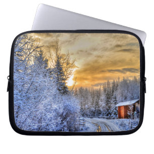 Cariboo Nature Landscape Winter Sunrise Laptop Sleeve
