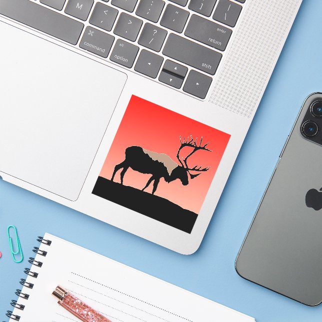 Caribou at Sunset  - Original Wildlife Art (Laptop w/ iPhone)