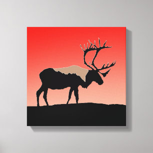 Caribou at Sunset - Original Wildlife Art Canvas Print