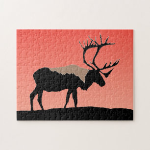 Caribou at Sunset  - Original Wildlife Art Jigsaw Puzzle