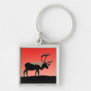 Caribou at Sunset - Original Wildlife Art Key Ring