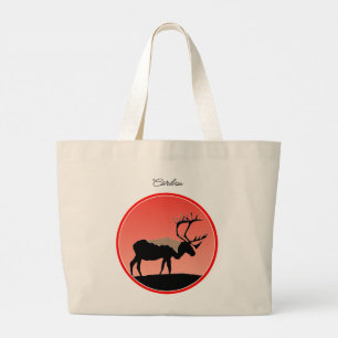 Caribou at Sunset - Original Wildlife Art Large Tote Bag