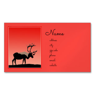 Caribou at Sunset - Original Wildlife Art Magnetic Business Card