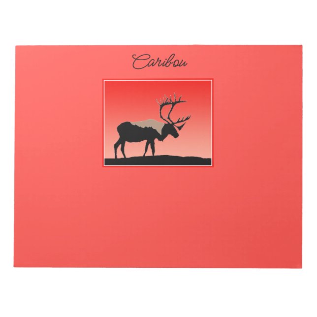 Caribou at Sunset  - Original Wildlife Art Notepad (Front)