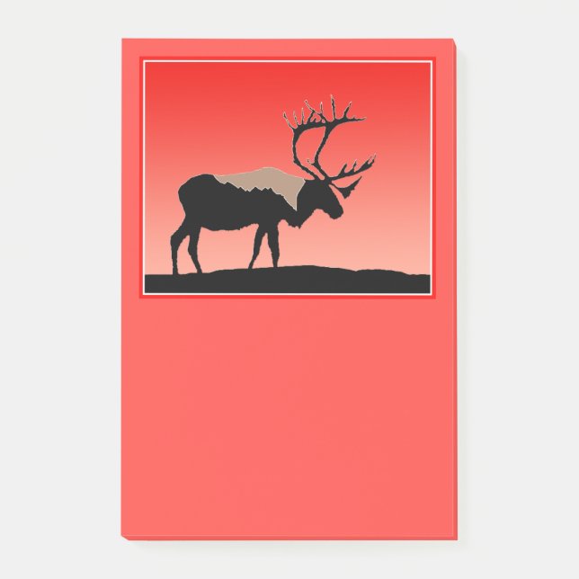 Caribou at Sunset  - Original Wildlife Art Post-it Notes (Front)