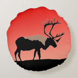 Caribou at Sunset - Original Wildlife Art Round Cushion