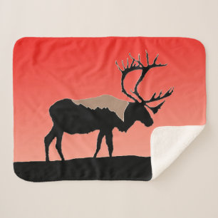Caribou at Sunset - Original Wildlife Art Sherpa Blanket