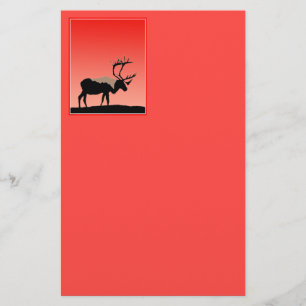 Caribou at Sunset - Original Wildlife Art Stationery