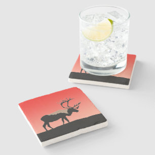 Caribou at Sunset - Original Wildlife Art Stone Coaster