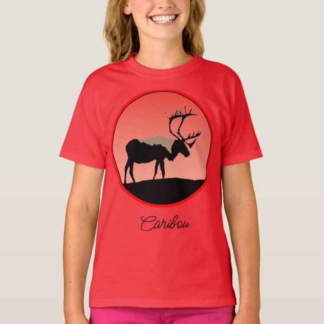 Caribou at Sunset  - Original Wildlife Art T-Shirt (Front)