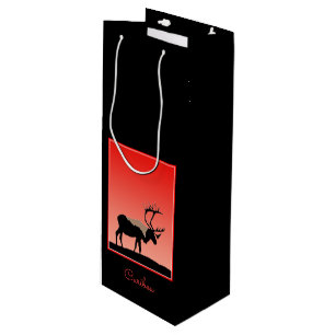 Caribou at Sunset - Original Wildlife Art Wine Gift Bag