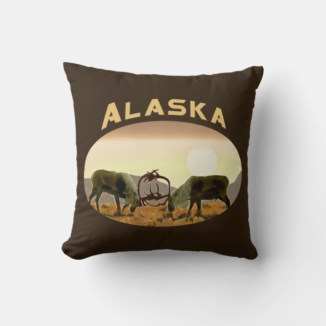 Caribou Duel - Alaska Cushion (Front)