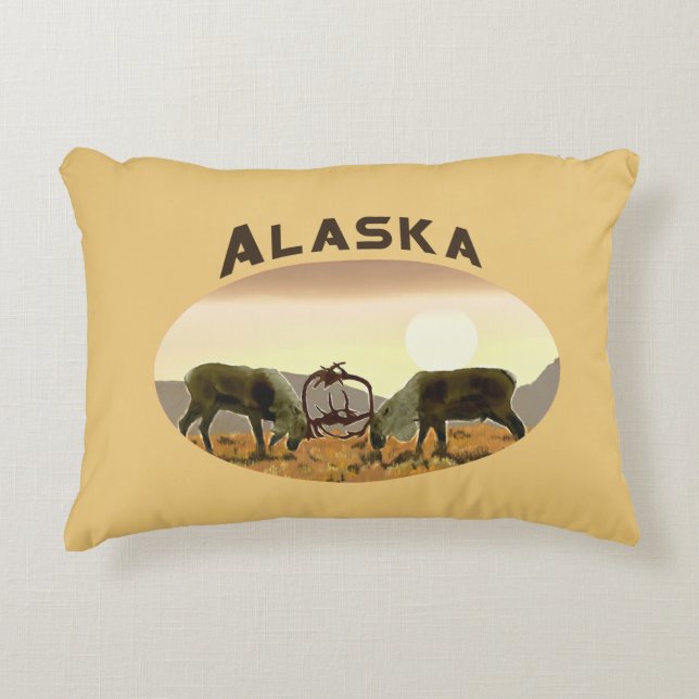Caribou Duel - Alaska Decorative Cushion (Front)