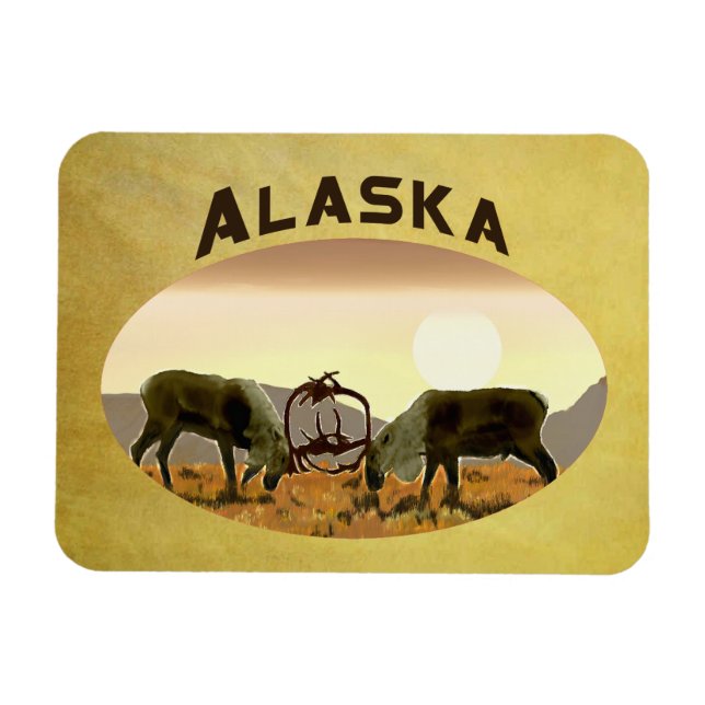 Caribou Duel - Alaska Magnet (Horizontal)
