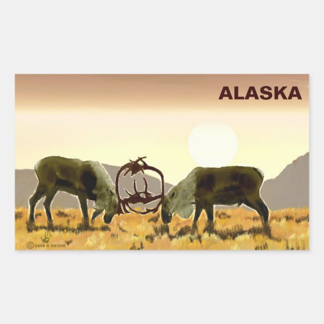 Caribou Duel - Alaska Rectangular Sticker (Front)