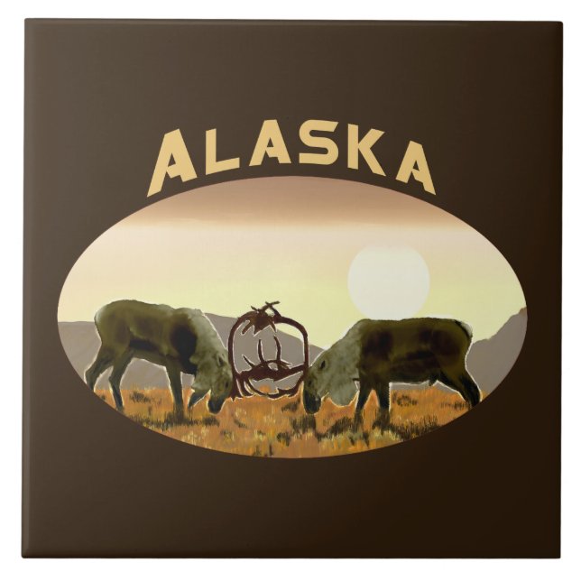 Caribou Duel - Alaska Tile (Front)