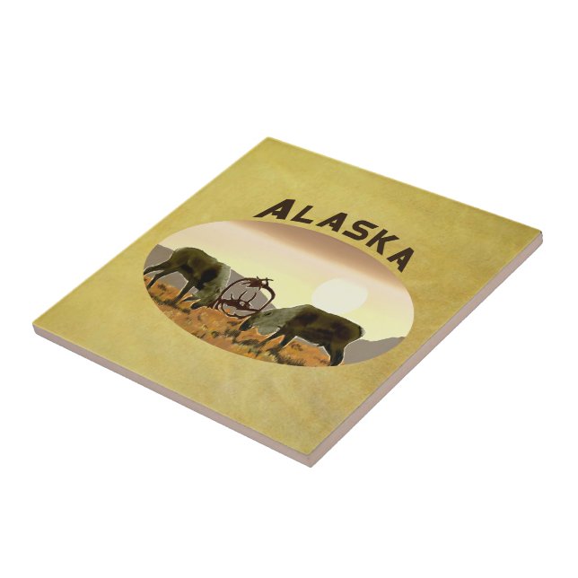 Caribou Duel - Alaska Tile (Side)