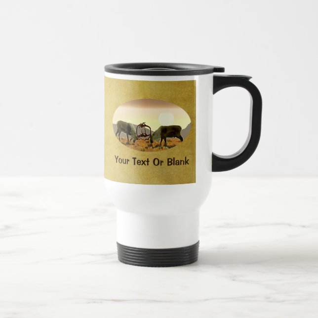 Caribou Duel - Canada Travel Mug (Right)
