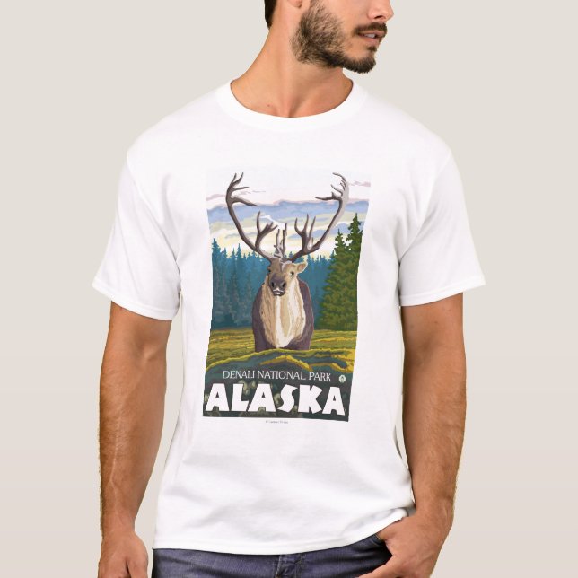Caribou in the Wild - Denali National Park, T-Shirt (Front)