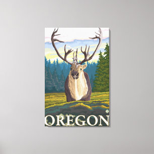 Caribou in the Wild- Vintage Travel Poster Canvas Print