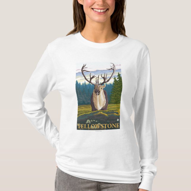 Caribou in the Wild - Yellowstone National T-Shirt (Front)