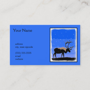 Caribou in Winter - Original Wildlife Art Business Card