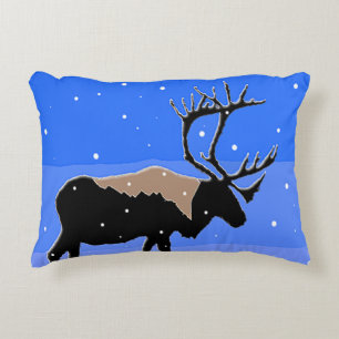 Caribou in Winter  - Original Wildlife Art Decorative Cushion