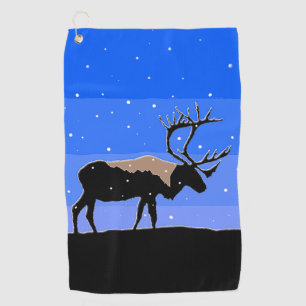 Caribou in Winter  - Original Wildlife Art Golf Towel