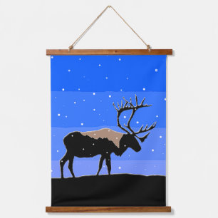 Caribou in Winter - Original Wildlife Art Hanging Tapestry
