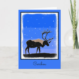 Caribou in Winter  - Original Wildlife Art Holiday Card