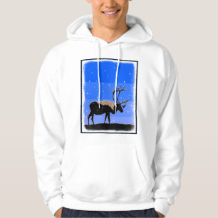Caribou in Winter  - Original Wildlife Art Hoodie