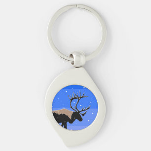 Caribou in Winter - Original Wildlife Art Key Ring