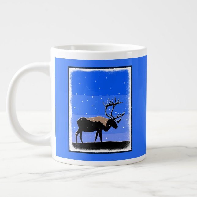 Caribou in Winter  - Original Wildlife Art Large Coffee Mug (Left)