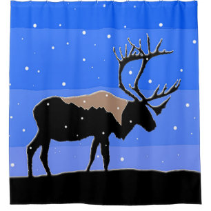 Caribou in Winter - Original Wildlife Art Shower Curtain
