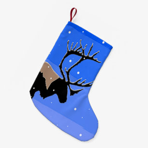 Caribou in Winter  - Original Wildlife Art Small Christmas Stocking