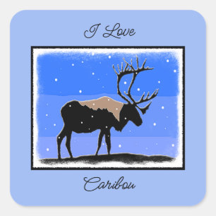 Caribou in Winter  - Original Wildlife Art Square Sticker