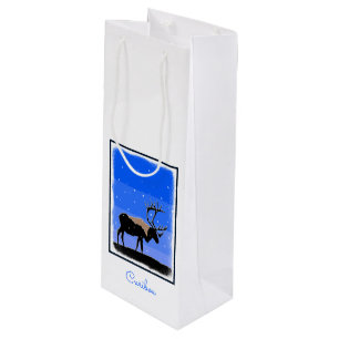 Caribou in Winter - Original Wildlife Art Wine Gift Bag