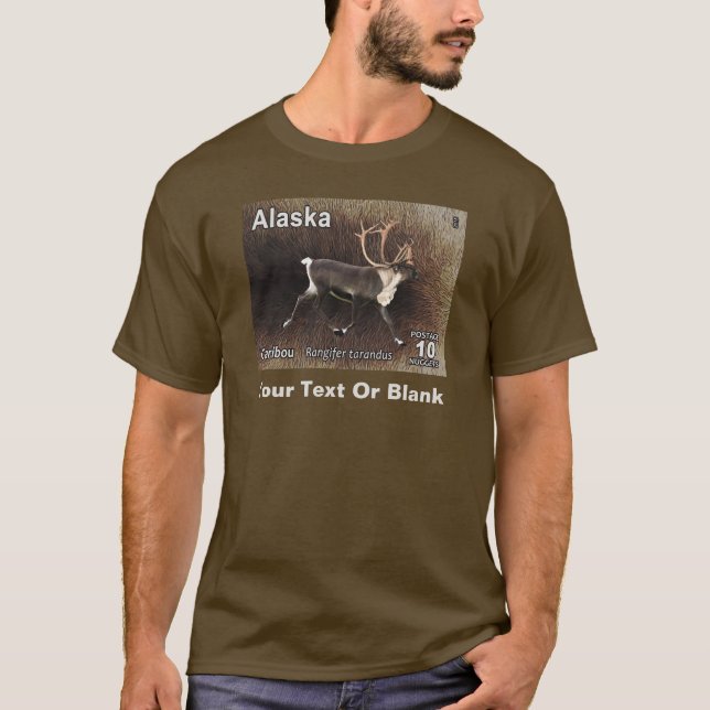 Caribou (Reindeer) - Alaska Postage T-Shirt (Front)