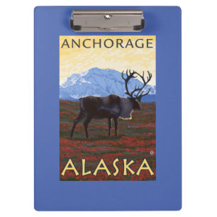Caribou Scene - Anchorage, Alaska Clipboard