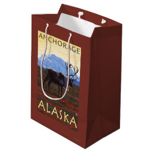 Caribou Scene - Anchorage, Alaska Medium Gift Bag